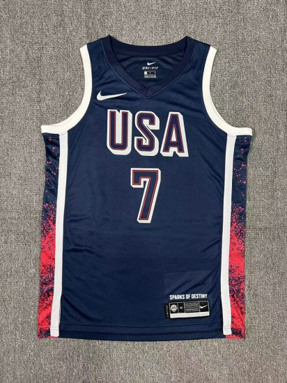 Nike Kevin Durant 7 Navy Mens USA Basketball 2024 Swingman Player Jersey